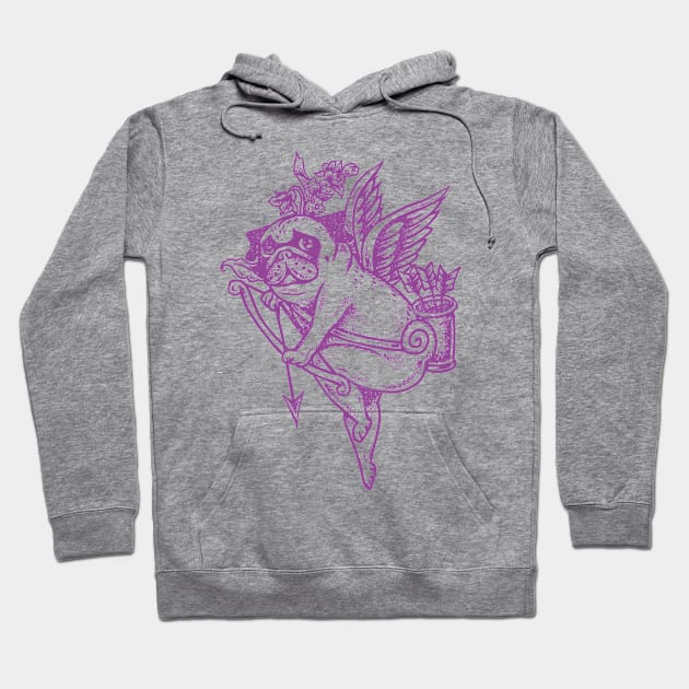 Stupid Pug Cupid Hoodie by huebucket